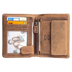 Herren Geldbörse Portemonnaie Brieftasche Geldtasche Leder Braun