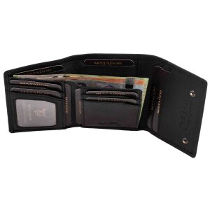 MATADOR Leder Slim Wallet NEW YORK Trifold Schwarz RFID